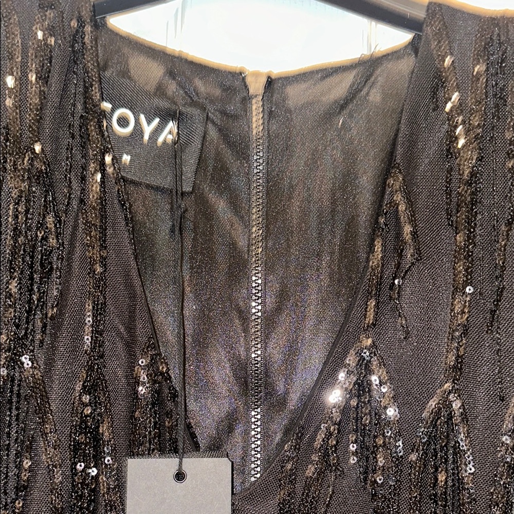 Zoya Black Sequin Fringe Dress - Picture 6 of 8